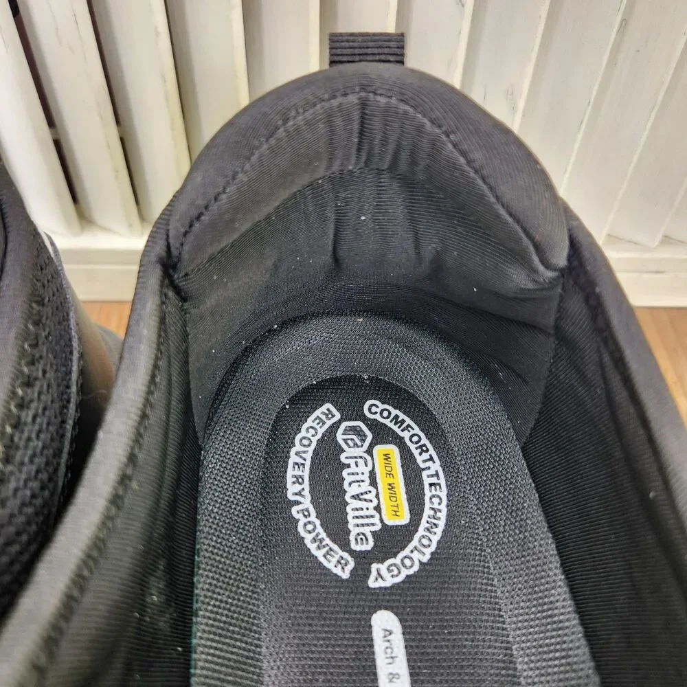 FitVille EasyTop Wings Shoes Mens Size 13.5 Extra Wide Black Orthopedic Diabetic